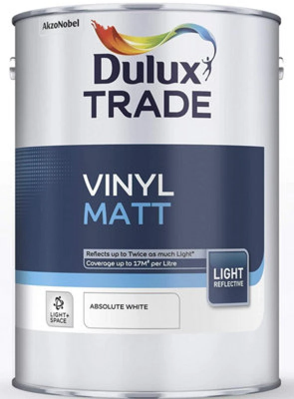 Image of Dulux Trade Vinyl Matt L&s Absolute White 5L