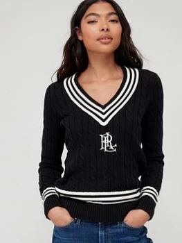 Image of Lauren by Ralph Lauren Meren Long Sleeve Pullover - Cream/Black , Cream/Black, Size S, Women