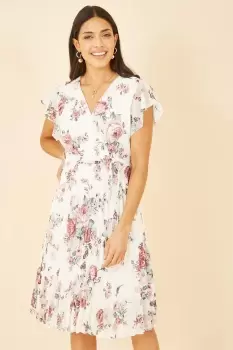 Image of Ivory Wrap Pleated Midi Dress