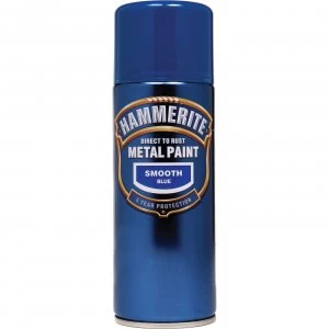 Image of Hammerite Smooth Finish Aerosol Metal Paint Blue 400ml
