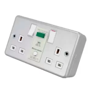Image of Greenbrook 13A Dp 2 Gang Switched Rcd Socket Metal Clad - M22SM