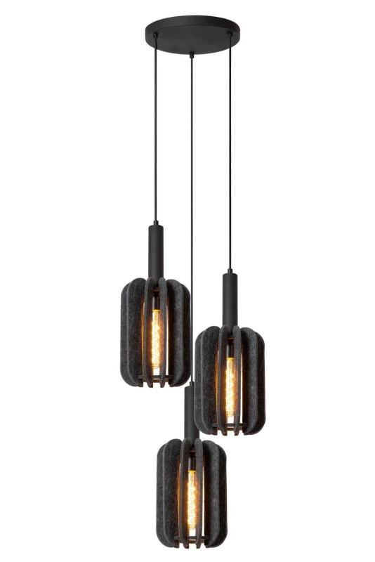 Image of Netlighting Lucide RAFAL Pendant light 50cm 3xE27 Grey Grey Unisex