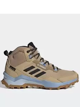 Image of adidas Terrex Ax4 Mid Gore-tex Hiking Shoes, Beige/Black, Size 3.5, Women