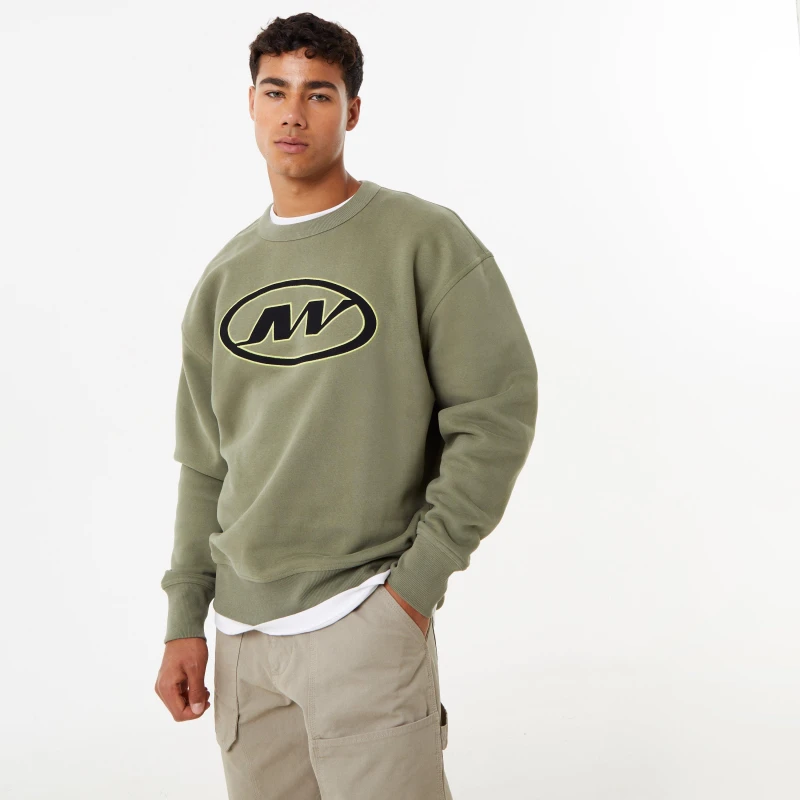 Image of Jack Wills Oval Graphic Crew Sweater - Green Green XS