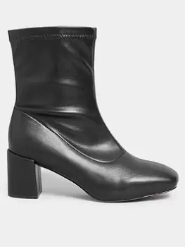 Image of Yours Extra Wide Fit Tramline Block Heel Boot Black, Size E, Women