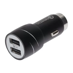 Image of Maplin Dual Port Car Charger 2x USB-A with Qualcomm 3.0 Quick Charge