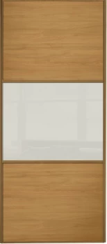Image of Wickes Sliding Wardrobe Door Wideline Oak Panel and Soft White Glass - 2220 x 762mm