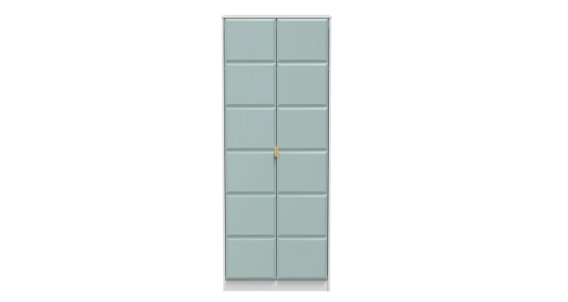 Image of Bologna Ready Assembled Modern Matt Duck Egg & White Tall Double Wardrobe (H)1970mm (W)740mm (D)530mm