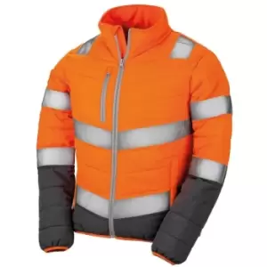 Image of Result Womens/Ladies Safe-Guard Soft Safety Jacket (M) (Fluorescent Orange/Grey) - Fluorescent Orange/Grey
