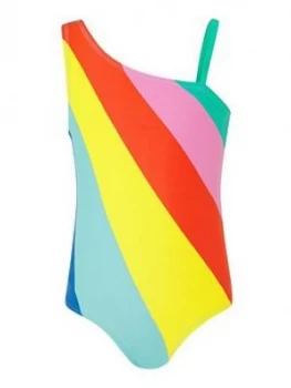 Image of Accessorize Girls Rainbow Stripe Swimsuit - Multi