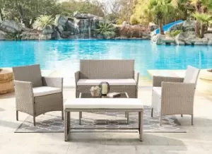 Image of Maya Rattan Garden 5pc Furniture Set with Bench and Coffee Table