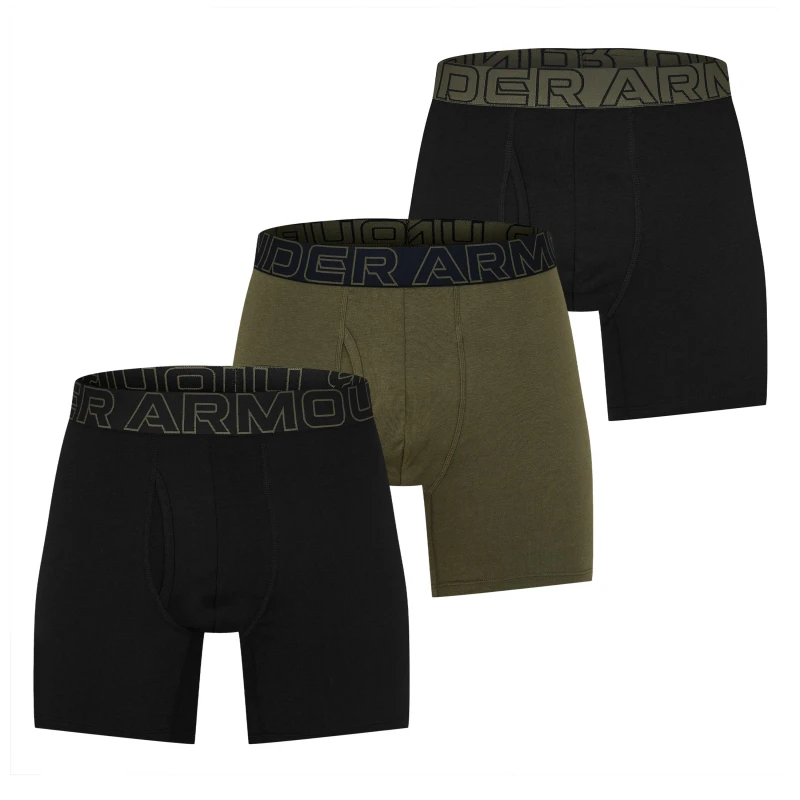 Image of Under Armour Cotton 3 Pack Mens Boxer Briefs Small Multi 43261469350