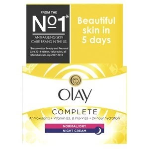Image of Olay Complete 3in1 Normal/Dry Night Cream Moisturiser 50ml