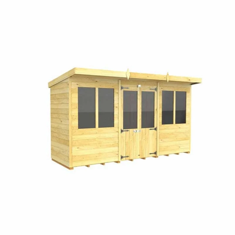 Image of Buttercup Farm 12ft x 4ft Pent Summer House - Wood - L118 x W358 x H201cm in Brown Brown Unisex
