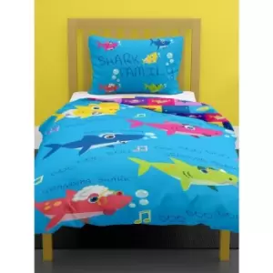 Image of Family Duvet Cover Set (Single) (Blue) - Blue - Baby Shark