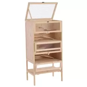 Image of Pawhut Wooden Hamster Cage For Mouse & Rodent & Small Pets - Brown