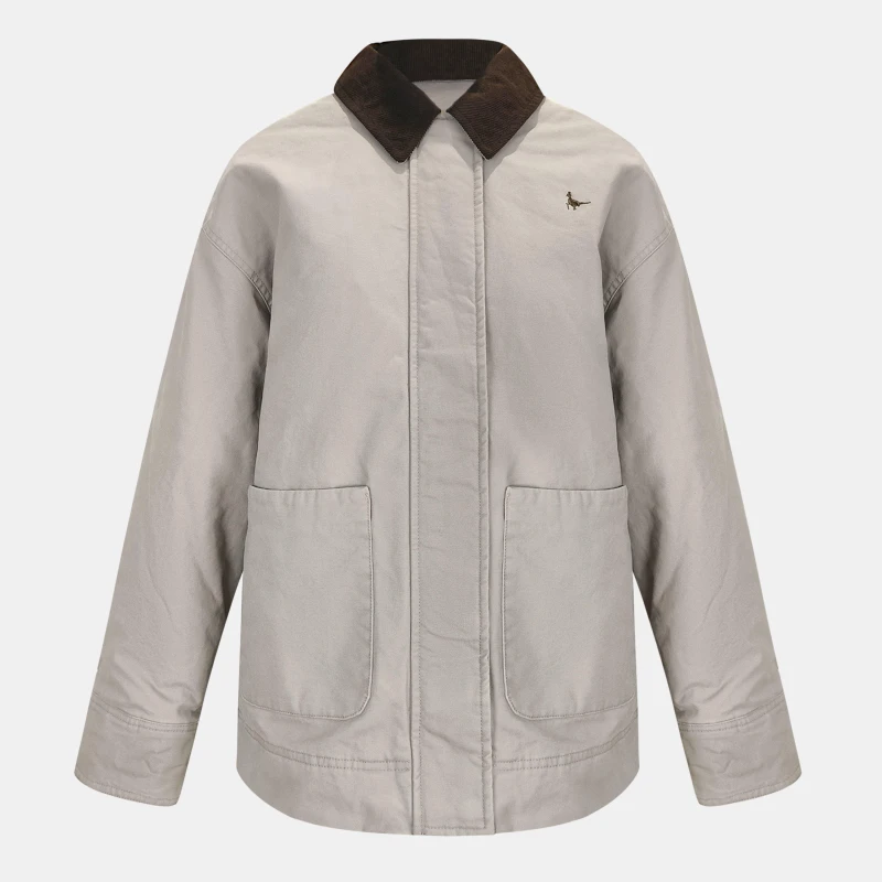 Image of Jack Wills Womens Barn Cotton Wind Resistant Long Sleeve Short Puffer Jacket Tan female 8 (XS)