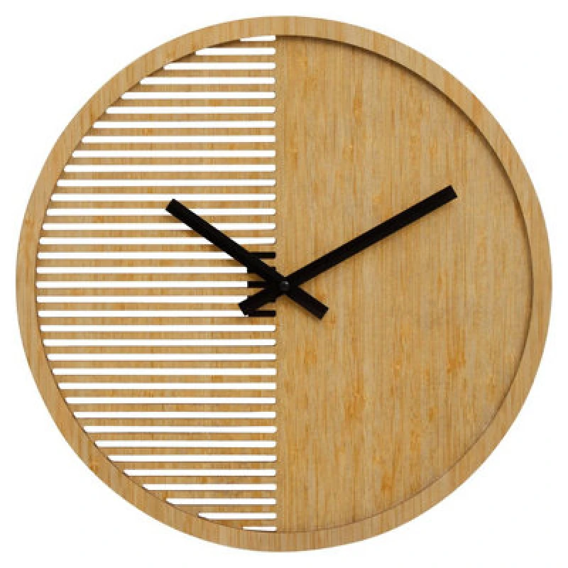 Image of Orsina Contemporary Small Wooden Wall Clock, Large Wood Dial Clock In Kitchen, Easily Maintained Large Wall Clock