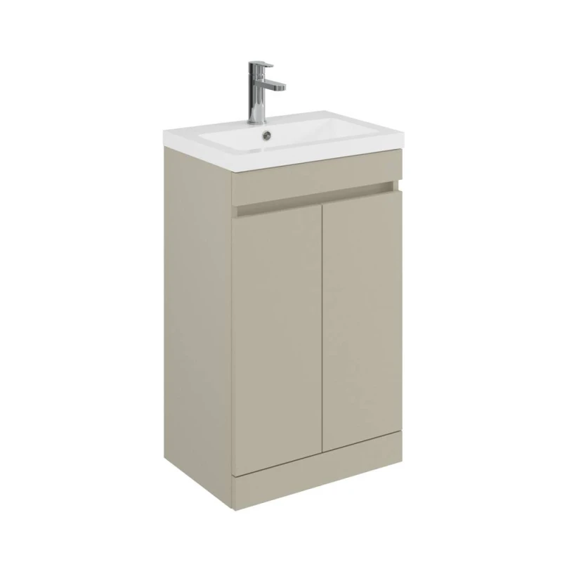 Image of Balterley 500mm Floor Standing 2 Door Unit with Polymarble Basin - Pebble Grey Grey Unisex