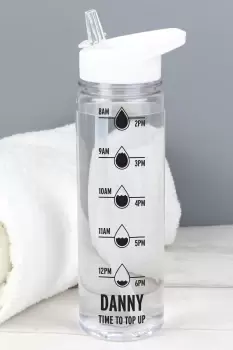 Image of Personalised Black Hydration Tracker Water Bottle - Clear