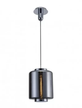 Image of Ceiling Pendant 30cm Round, 1 x E27 (Max 40W), Chrome , Ash Grey Glass