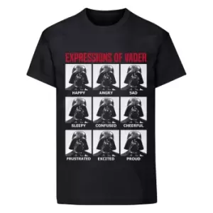 Image of Star Wars Unisex Adult Expressions Of Vader T-Shirt (L) (Black)