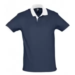 Image of SOLS Prince Unisex Contrast Pique Short Sleeve Cotton Polo Shirt (M) (French Navy/White)