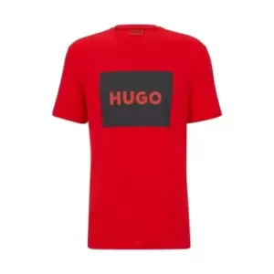 Image of Hugo Dulive Box Logo T Shirt - Red