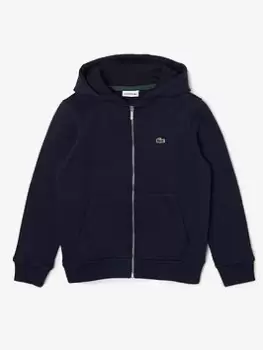Image of Lacoste Boys Zip Through Hoodie - Navy Blue, Navy Blue, Size 5 Years