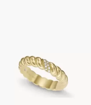 Image of Fossil Women Vintage Twist Gold-Tone Stainless Steel Band Ring