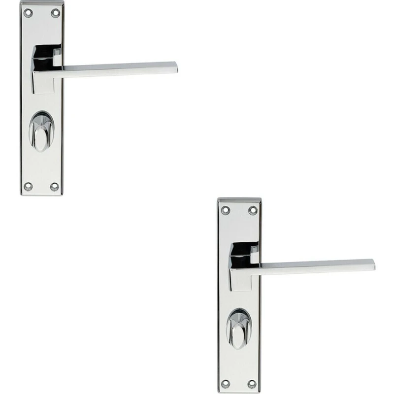 Image of Loops 2x PAIR Flat Straight Handle on Bathroom Backplate 180 x 40mm Polished Chrome Multi