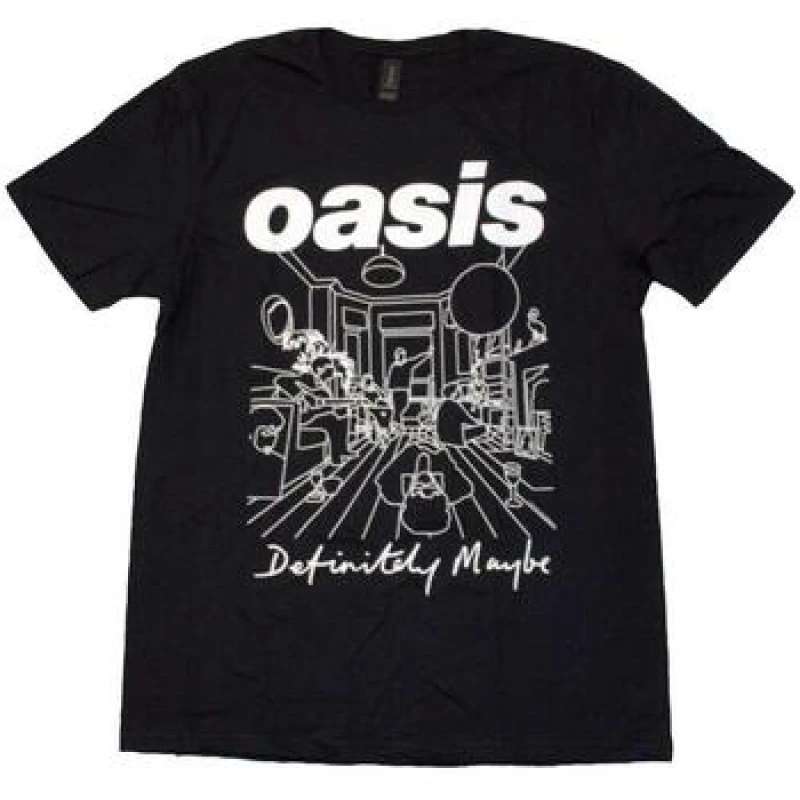 Image of Oasis Oasis Men Definitely Maybe Line Drawing T-Shirt in Black Size: Small Black S Male 5063574695497
