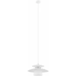 Image of Pendant Ceiling Light Colour White Satin Nickel Long Flex Bulb E27 1x40W