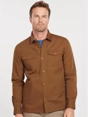 Image of Barbour Essential Twill Overshirt, Khaki, Size L, Men