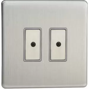 Image of Varilight 2-Gang V-Pro Eclique2 Touch Control Slave Dimmer a€“ Brushed Chrome - JDSES002S