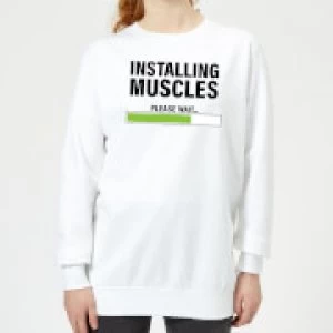 Image of Installing Muscles Womens Sweatshirt - White - 4XL