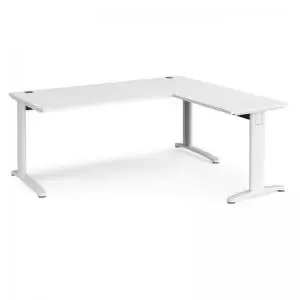 Image of TR10 desk 1800mm x 800mm with 800mm return desk - white frame and