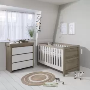 Image of Tutti Bambini Modena White and Oak Cot Bed with Changing Table