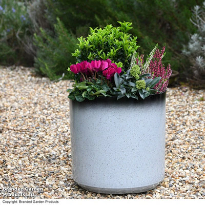 Image of Garden Gear Cylinder Glazed Slate/black 31Cm Planter