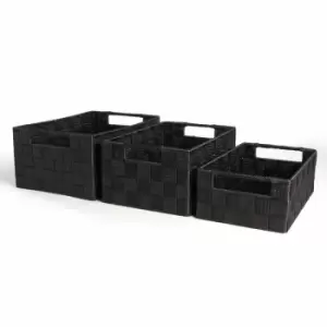 Image of Nylon Storage Baskets - 3 Pack Black Pukkr