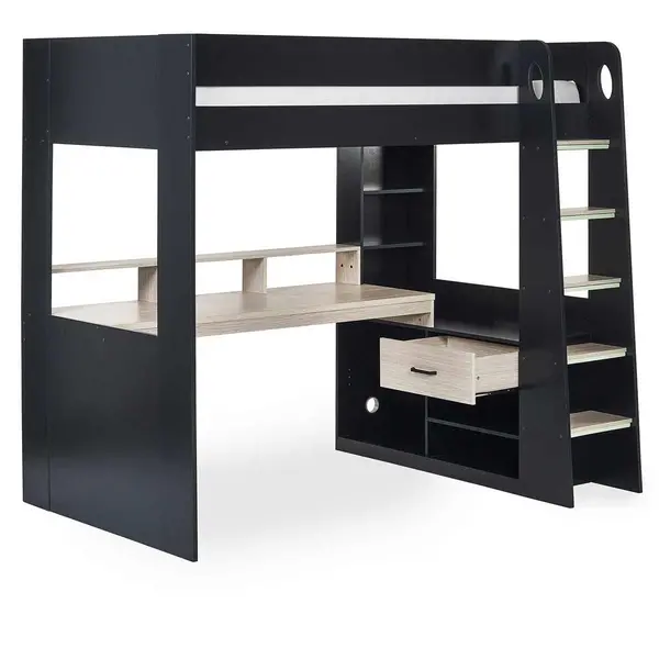 Image of Julian Bowen Blaze Gaming Bunk Bed - Black and Pale Wood BLA002