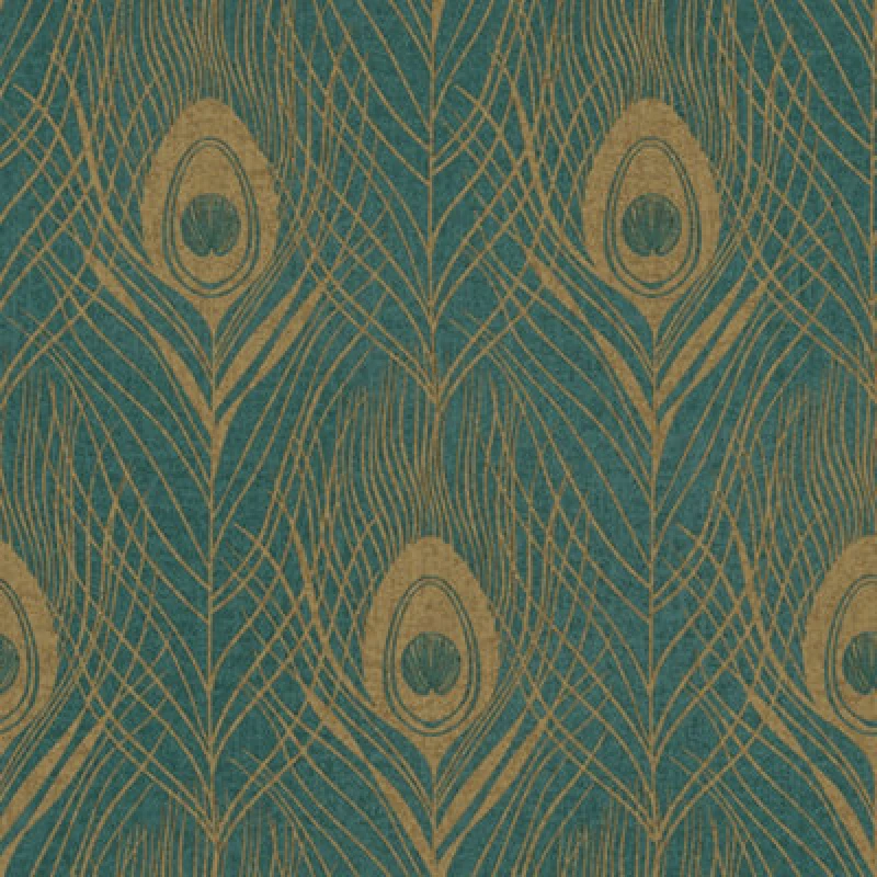 Image of A.S. Creation Peacock Bird Feather Design Non Woven Vinyl Wallpaper Turquoise