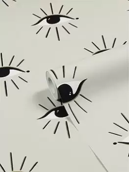 Image of Furn Theia Abstract Eyes Foil Printed Wallpaper