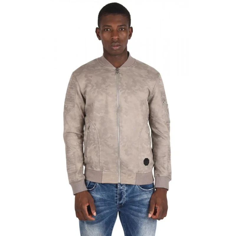 Image of Project X Paris Biker-effect suede camo jacket Project X Paris Gris Male L