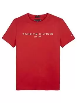Image of Tommy Hilfiger Boys Essential Logo T-Shirt - Red, Size 12 Years