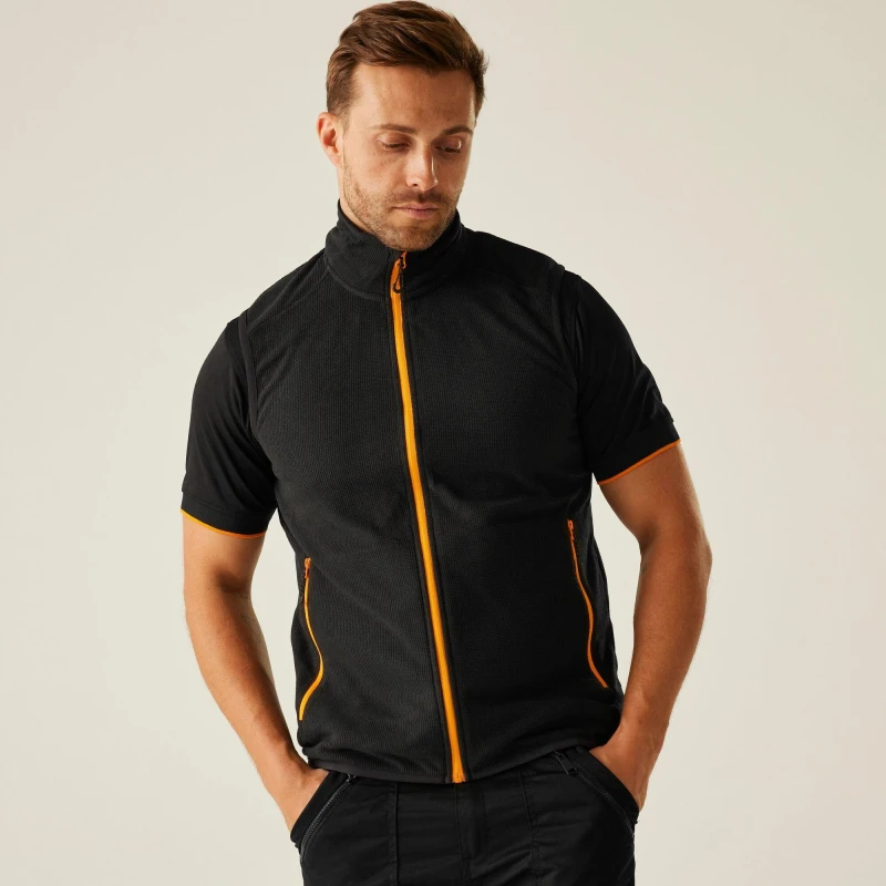 Image of Regatta Mens Navigate Fleece Bodywarmer Black Orange Po male S