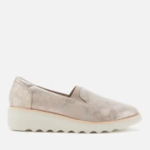 Image of Clarks Womens Sharon Dolly Wedged Loafers - Pewter - UK 8