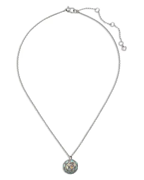 Image of kate spade new york Beaming Bright Pave Disco Ball Pendant Necklace in Silver Tone, 16-19