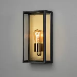 Image of Carpi Outdoor Modern Lantern Wall Big E27 Black, Brass Plated With Clear Glass, IP44