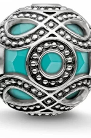 Image of Ladies Thomas Sabo Sterling Silver Karma Beads Turquoise Ethnic Bead K0209-878-17
